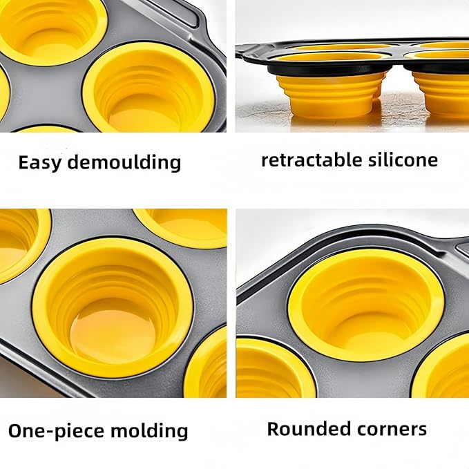 12 Cups Silicone Muffin Pans for Baking with Metal Frame, Egg Bite Molds, Cupcake Pans Regular Size, Muffin Tins Easy to Pop Nonstick Non Toxic Bakeware for Oven Dishwasher Safe
