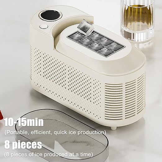 Mini Ice Maker Machine Counter Top for Home, Ice Ready in 10 Mins, Low Noise & Energy Saving, Easy to Clean, Portable Small Clear Ice Cube Maker for Kitchen (Purple Standard)