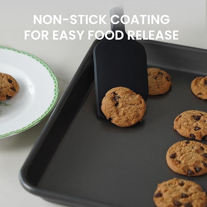 LISI 15" x 10" Jelly Roll Pans (2 Pack), Nonstick Carbon Steel Baking Sheets for Cookies, Pastries, Brownies & Roasting, Heavy-Duty Bakeware Set