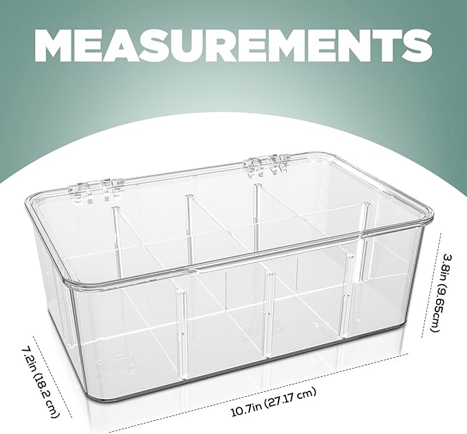 Utopia Home - Tea Bag Organizer With Lids, Clear Pantry Storage Box - (3 Pack) Stackable Partition Organizers or Holder With Lids For Drawers, Countertops, Fridge, Kitchen, Snack & Spice Organization