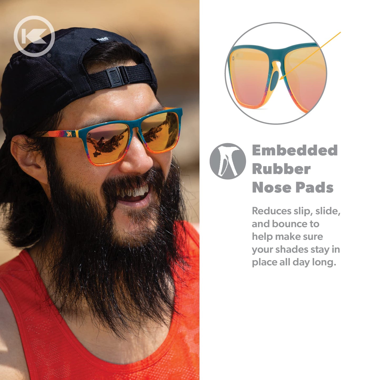 Knockaround Fast Lanes Sport - Polarized Running Sunglasses for Women & Men - Impact Resistant Lenses & Full UV400 Protection, Desert