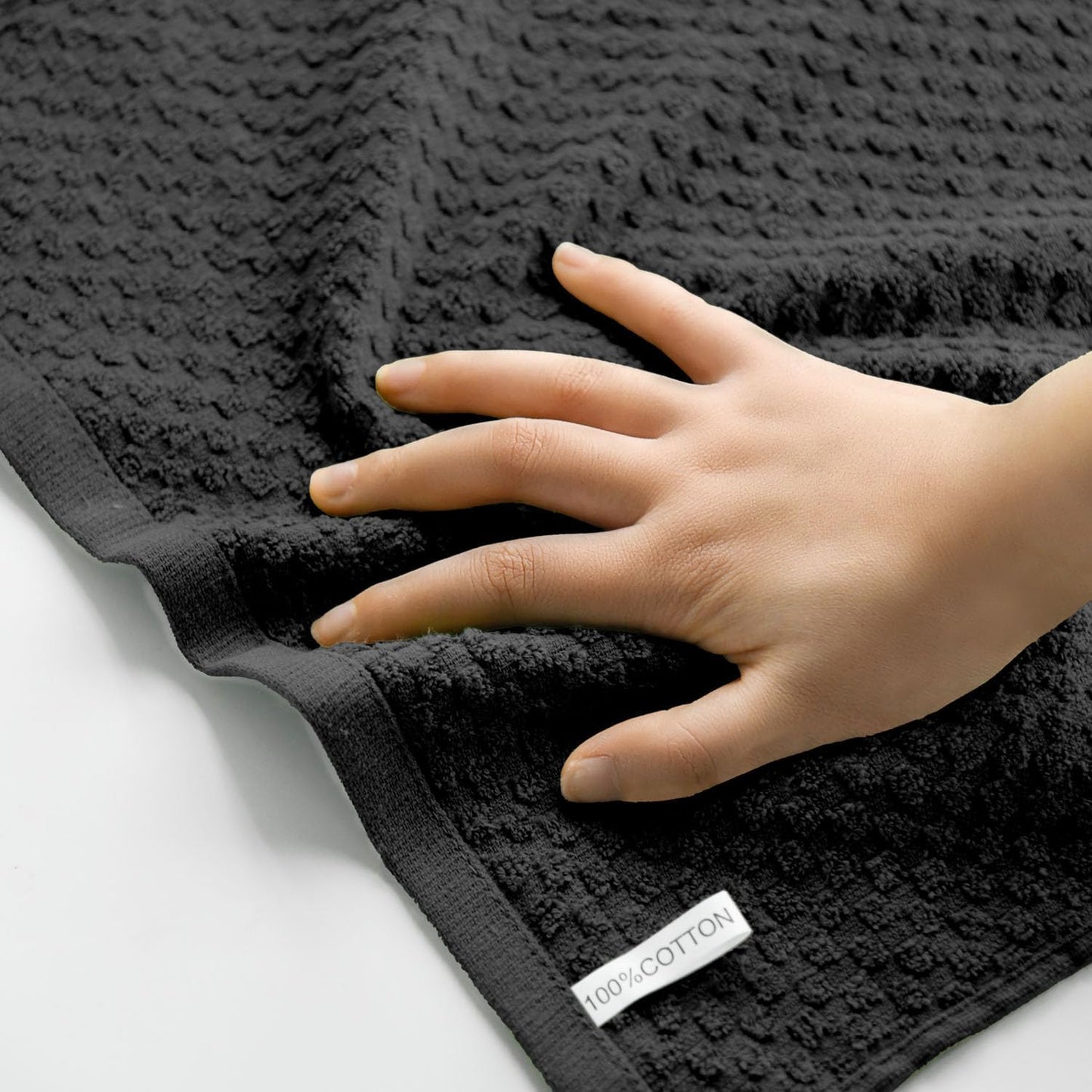 Artoid Mode Ring Spun Cotton Black Dishcloth Kitchen Towels, 12x12 Inch Ultra Soft Absorbent Quick Drying Household Cleaning Kitchen Rags Set of 4