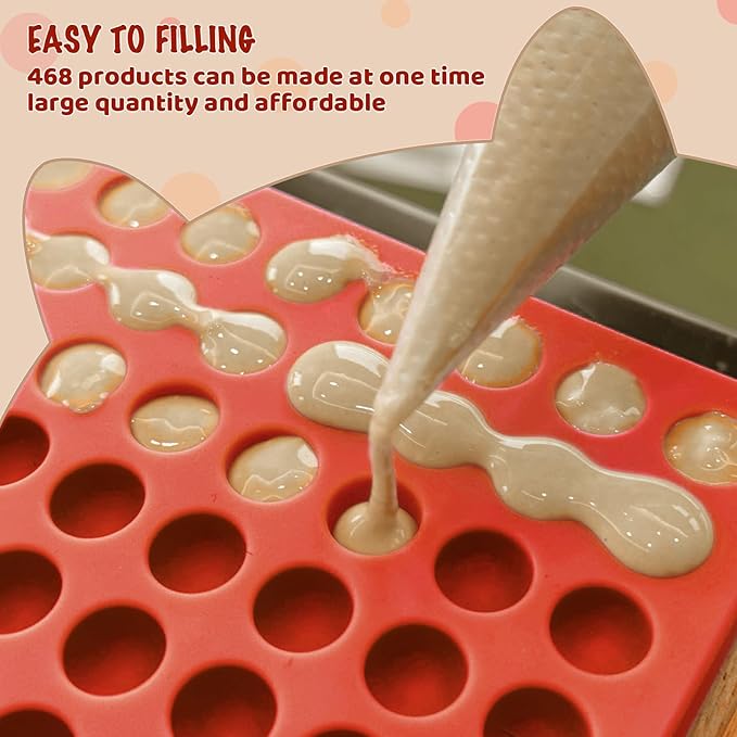 HKNMTT Silicone Mini Round Shape Molds, 468 Cavities Tiny Semi Sphere Baking Sheet Dog Treats Molds Candy Freezer Oven Safe Homemade Dog Treats Kit BPA Free Food Grade