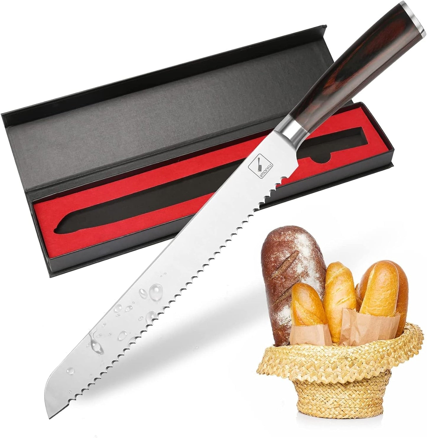 imarku Bread Knife, German High Carbon Stainless Steel Professional Grade Bread Slicing Knife, 10-Inch Serrated Edge Cake Knife, Bread Cutter for Homemade Crusty Bread, Birthday Gifts for Women Men