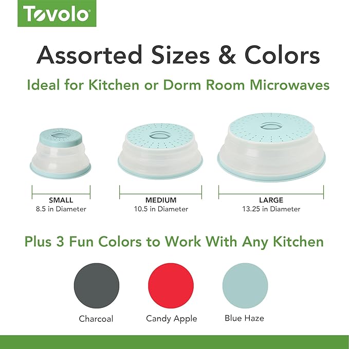 Tovolo Vented, Easy Grip, Collapsible Microwave Cover, 10.5 Inch, Red