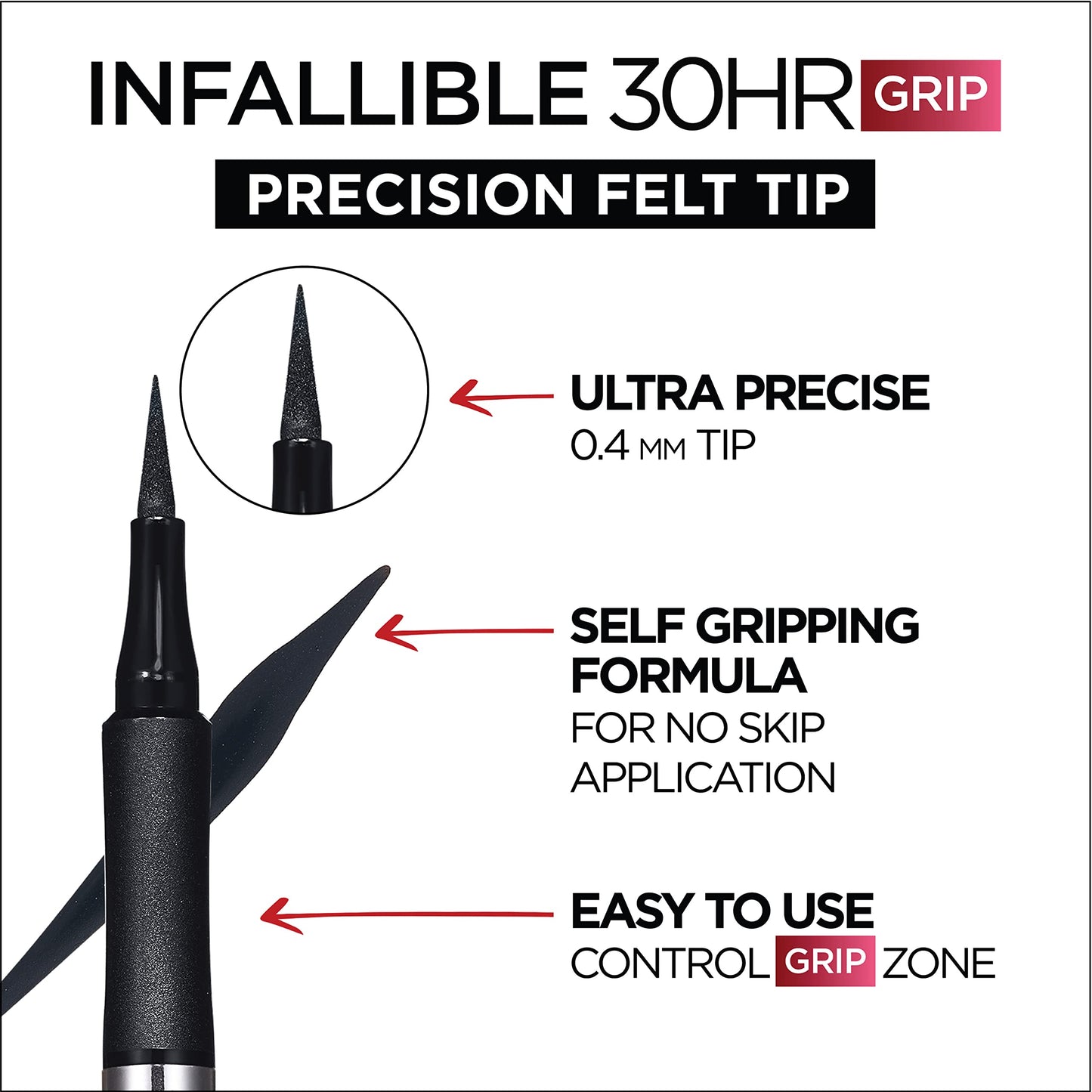 L'Oreal Paris Cosmetics Paris Makeup Infallible Grip Precision Felt Eyeliner, Smudge Resistant, Long Lasting Waterproof Eyeliner, Blue, Blue, 0.03 fl oz
