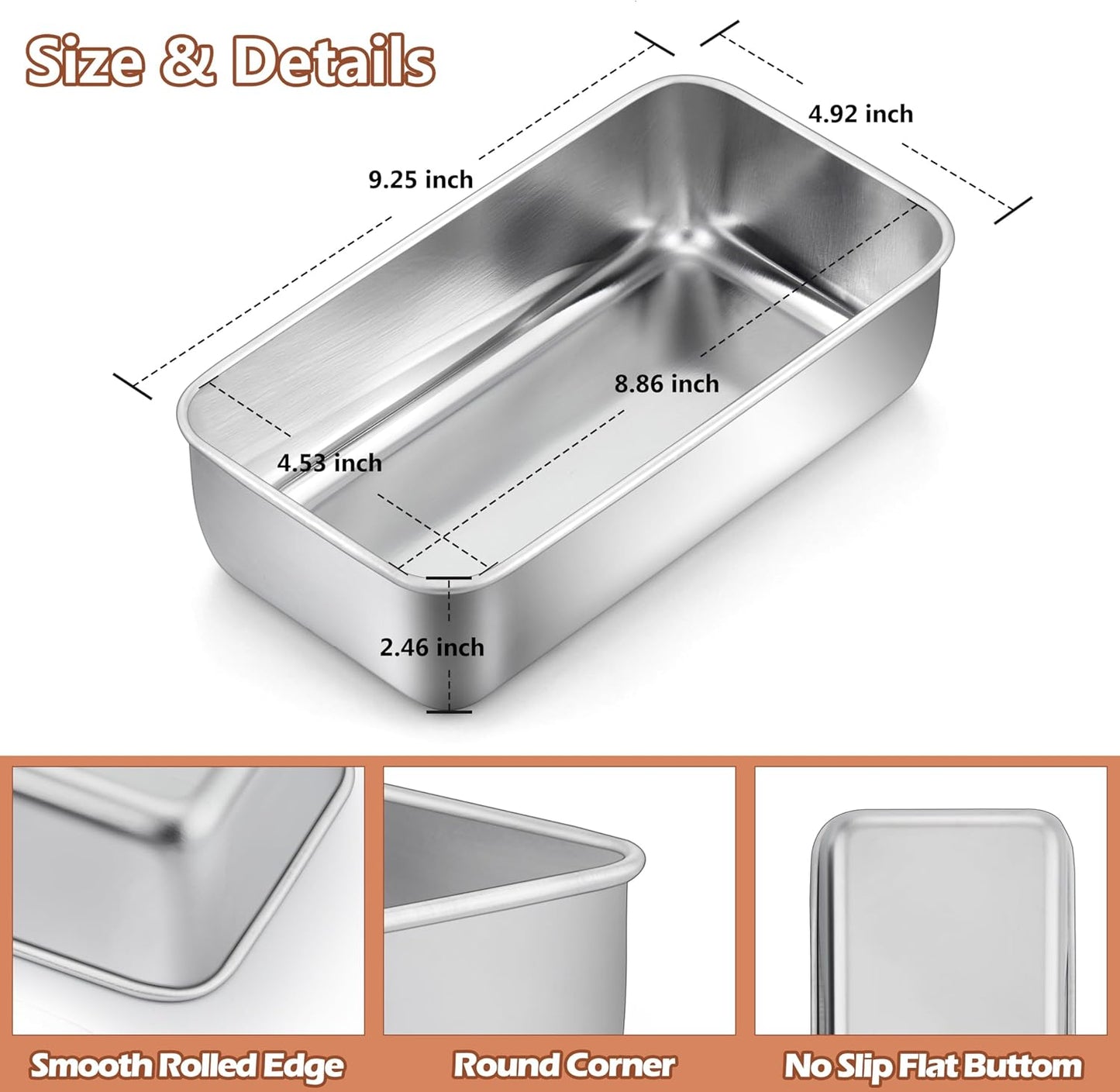 LIANYU 16 Pack 9x5 Inch Loaf Pans for Bread Baking, Stainless Steel Bread Baking Pans, Small Loaf Tins for Homemade Brownies and Pound Cakes, Dishwasher Safe