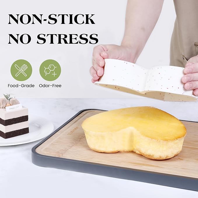 8 Inch Silicone Heart Shaped Cake Pans Small Heart Cake Pan Set Nonstick Silicone Heart Molds for Baking (2 Pcs, Cream)