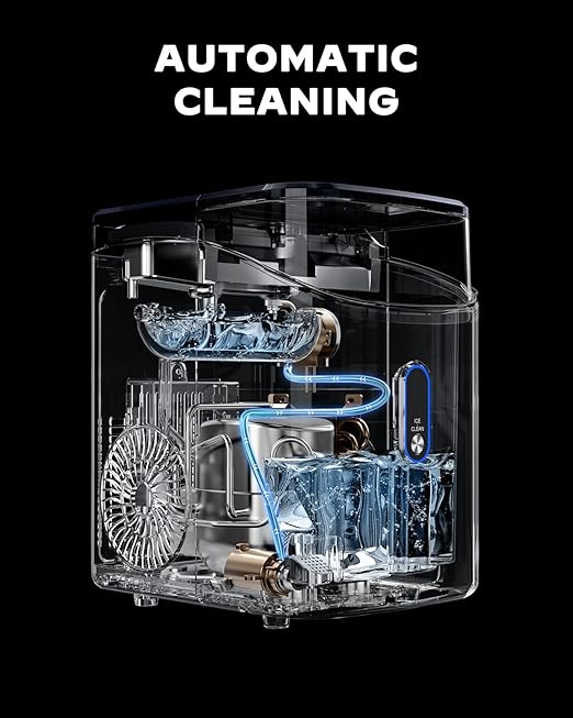 Silonn Nugget Ice Maker Countertop, Pebble Ice Maker with Soft Chewable Ice, One-Click Operation Ice Machine with Self-Cleaning, 33lbs/24H for Home,Kitchen,Office