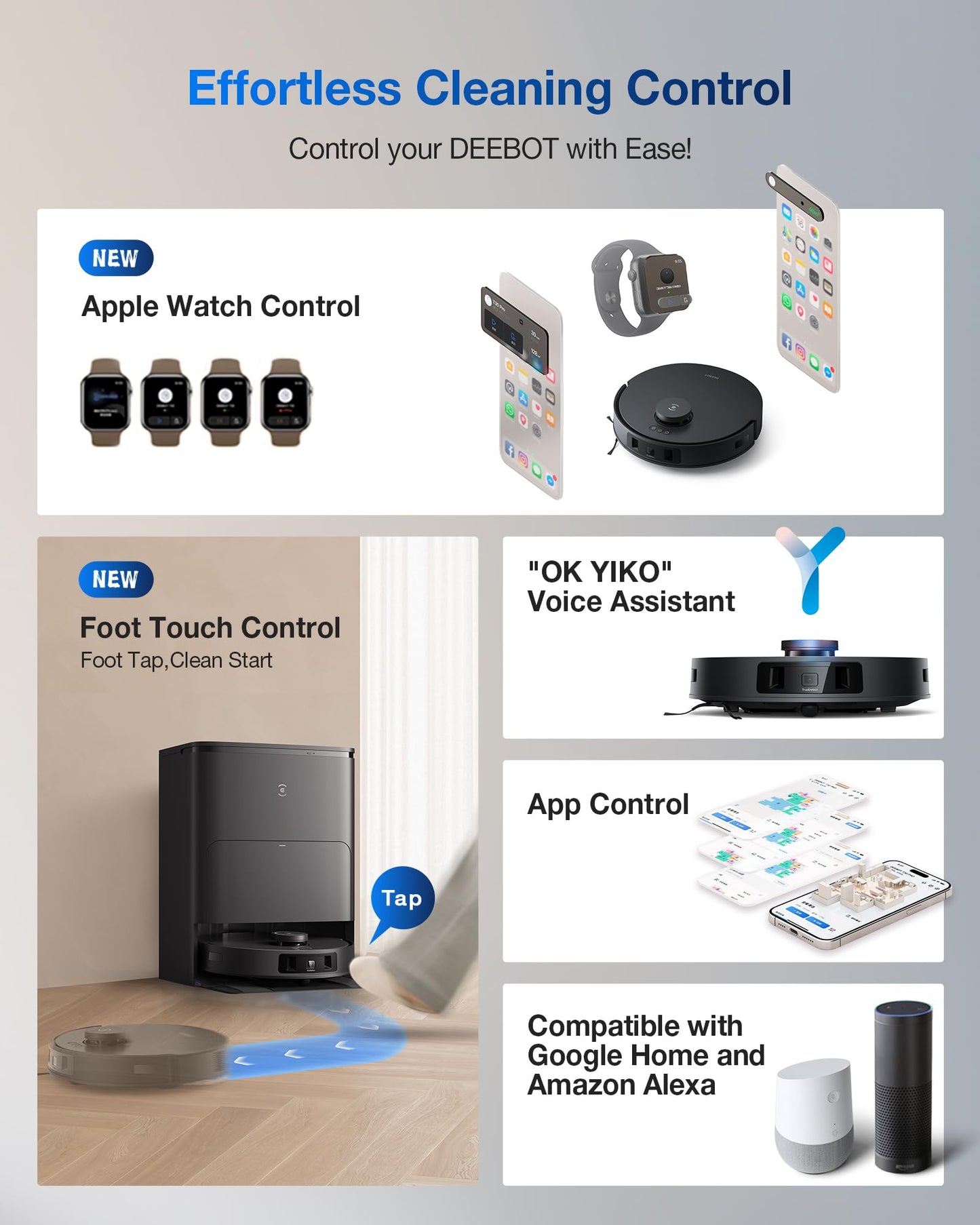 ECOVACS DEEBOT T30S Robot Vacuum and Mop, 11000Pa, ZeroTangle Technology, TruEdge Adaptive Edge Mopping, Hot Water Mop Washing, Self-Emptying, Self Refilling, Auto-Mop Lifting, Obstacle Avoidance