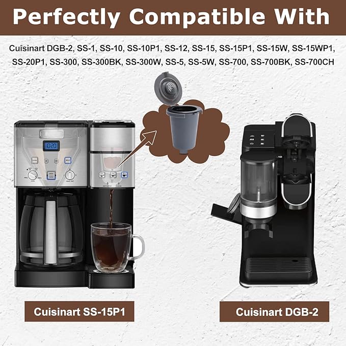 KEEPOW 4PCS Reusable Filter Cup for Cuisinart Coffee Maker, Reusable Coffee Filters for Single Serve Coffee Maker
