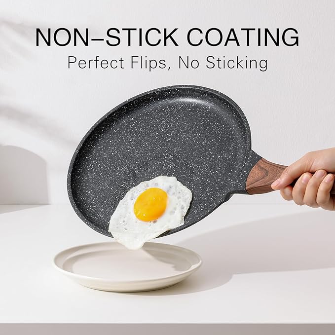 Kordisen Crepe Pan Nonstick, 12 Inch Dosa Pan with Spreader, Granite Coating Comales Para Tortillas Pancake Pan, Flat Pan for Stove Top, Induction Compatible, PFOA Free