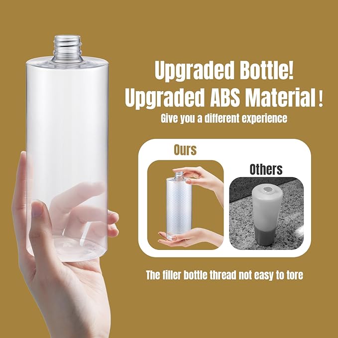 Built in Soap Dispenser for Kitchen Sink Countertop, Brushed Gold Stainless Steel Soap Dispenser Pump Head Refill from the Top with 11 Ounce Transparent Soap Bottle