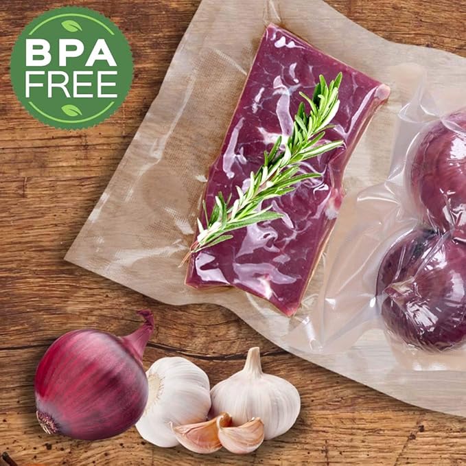 MakMeFre 100 Pint Size 6x10Inch Vacuum Freezer Sealer Bags for Food, BPA Free, Heavy Duty Commercial Grade, Sous Vide Vaccume Safe,Vaccume Seal Pre-Cut Bag