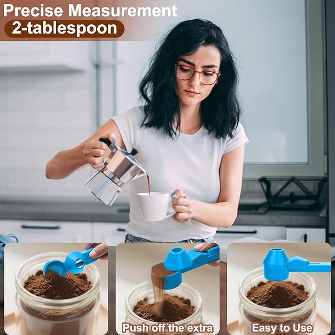 Palksky Coffee Scoop & Funnel for Reusable K Cup Refillable Coffee Pods,2 Tablespoon Coffee Measuring coffee Scooper,1PCS (Sky Blue)