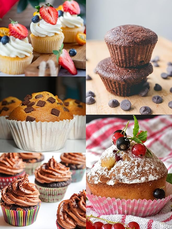Walooza Muffin Cupcake Pan, Muffin Tins Nonstick 6, Muffin Top Cookie Cheese Cake Pan for Baking, Toast Oven Baking Supplies Small Cake Pans Muffin Cups Non Stick