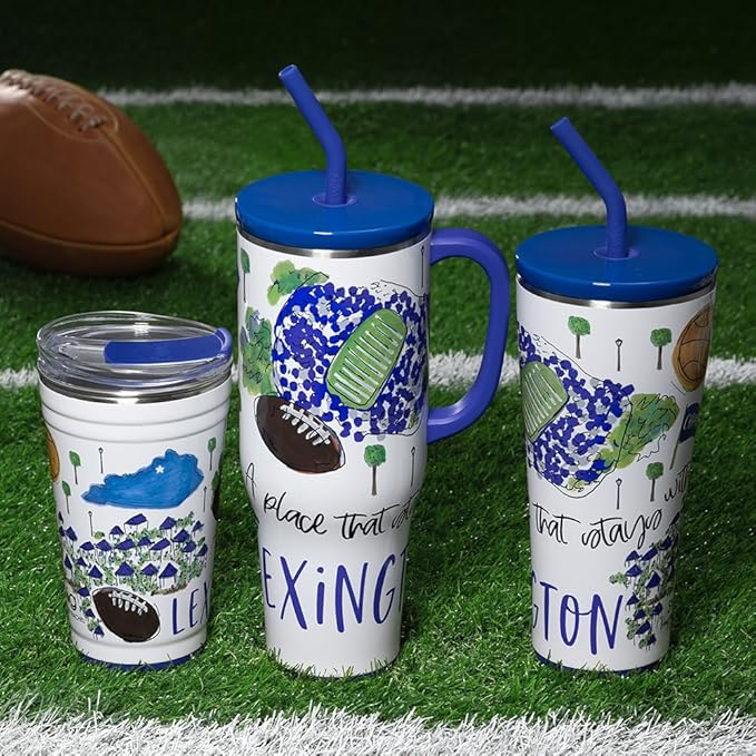 Swig Life 24oz Party Cup, Stackable Insulated Travel Coffee Tumbler with EZ Slider Lid, Cup Holder Friendly, Stainless Steel 24 oz Tumbler, Reusable Mug (Saturdays In Lexington)