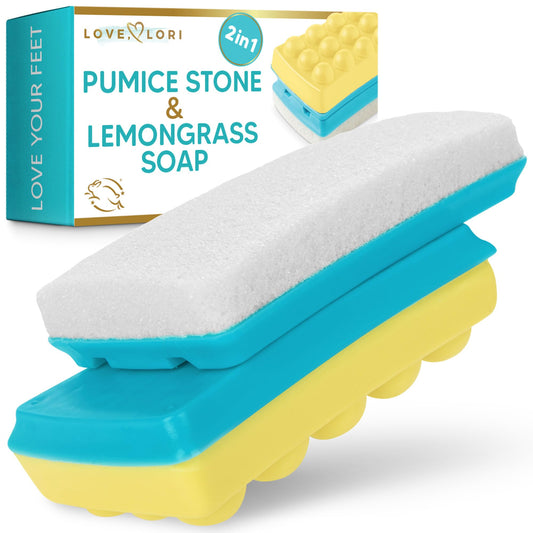 Pumice Stone for Feet - 2 in 1 Scrubber with Soap - Foot Care & Pedicure Kit