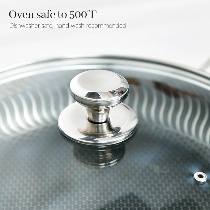 10.25 In Glass Lid for Frying Pan, Tempered Replacement Cover for All 10.25 inches Cookware for Skillets, Round Cast Iron, Cast Aluminium, Stainless Steel Pans &Pots