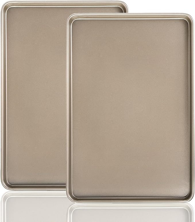 Nicunom Set of 2 Sheet Cake Pan, 11.8" x 17.5" Cookie Sheet, Nonstick Baking Sheet Pans Bakeware Toaster Oven Baking Trays Set, Perfect Cookie Sheet for Baking and Roasting, Commercial Or Home Use