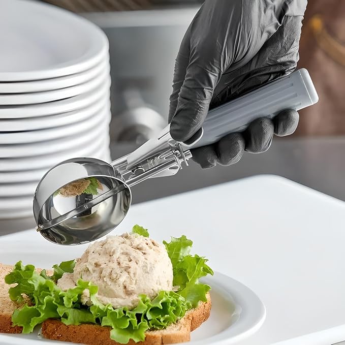 3-Pack Portion Disher Scoop Set | Round Stainless Steel Multipurpose Kitchen Scoops for Cookie Dough, Ice Cream, Baking, Batter, Meatballs, Rice, and Melon Balls (1.25-2.75-4 oz (#30-#16-#8))
