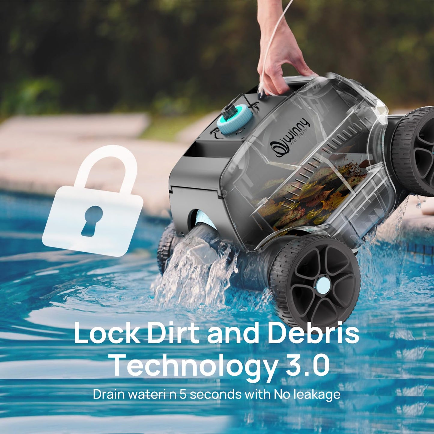 Cordless Robotic Pool Vacuum, Above Ground Pool Vacuum,Powerful Suction&130mins Running Time,6600mAh Battery, Ideal for Flat Above Pools Up to 1300 Sq.ft