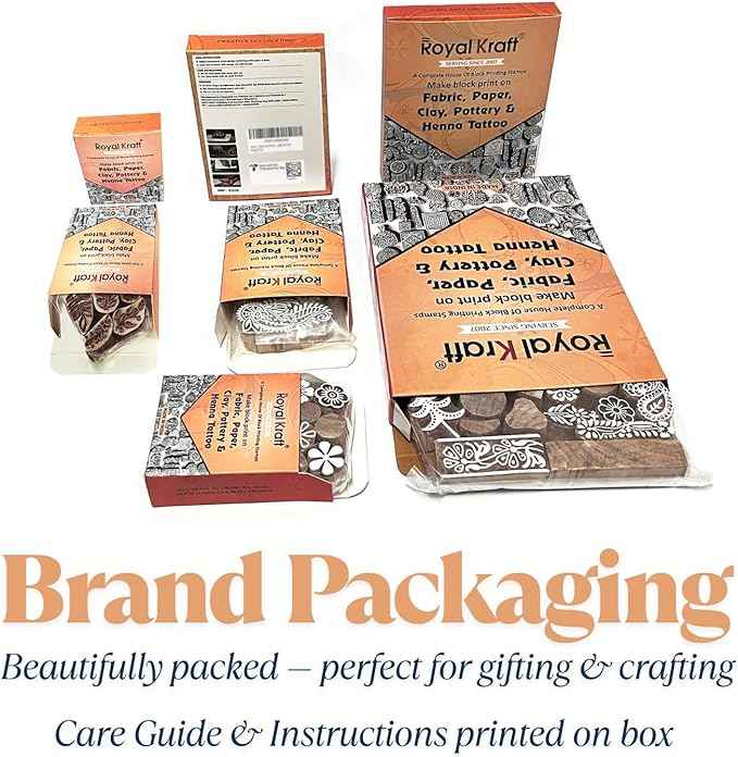 Royal Kraft Assorted Wooden Block Printing Stamps (Set of 10) Bulk01_10A