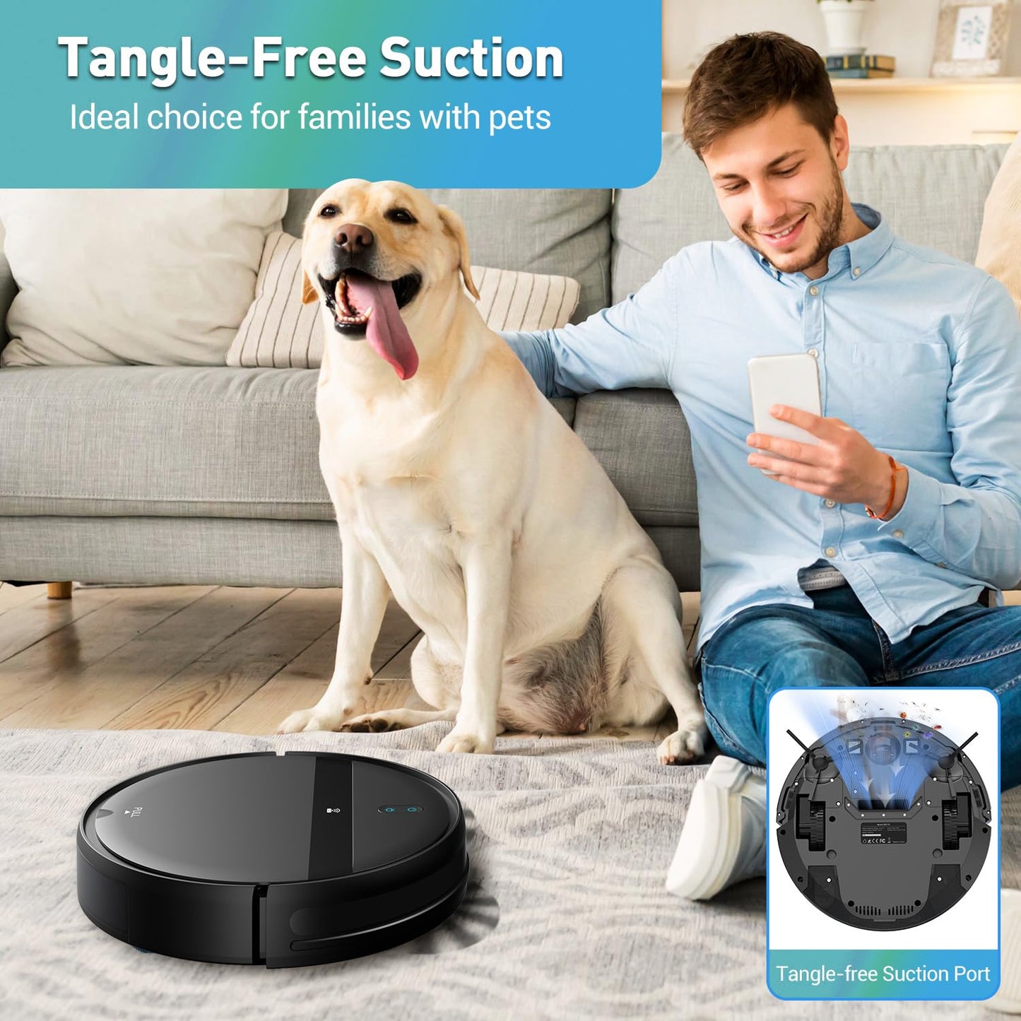 Kilgone Robot Vacuum and Mop Combo, 2-in-1 Robotic Vacuum Cleaner with Tangle-Free Suction, WiFi/Alexa/App Control, Auto Recharge, Ultra-Slim Quiet Design for Pet Hair, Hard Floors & Low-Pile Carpets