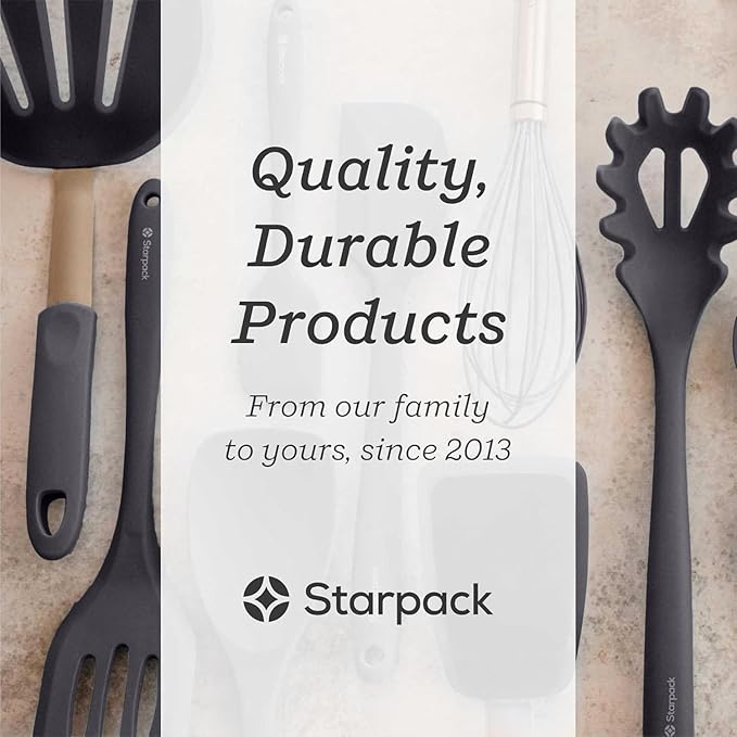 StarPack Premium Flexible Wide Silicone Turner Spatula - High Heat Resistant to 600°F, Hygienic One Piece Design, Non Stick Rubber Kitchen Utensil for Fish, Egg, Pancakes, Cookies & more (Stormy Grey)