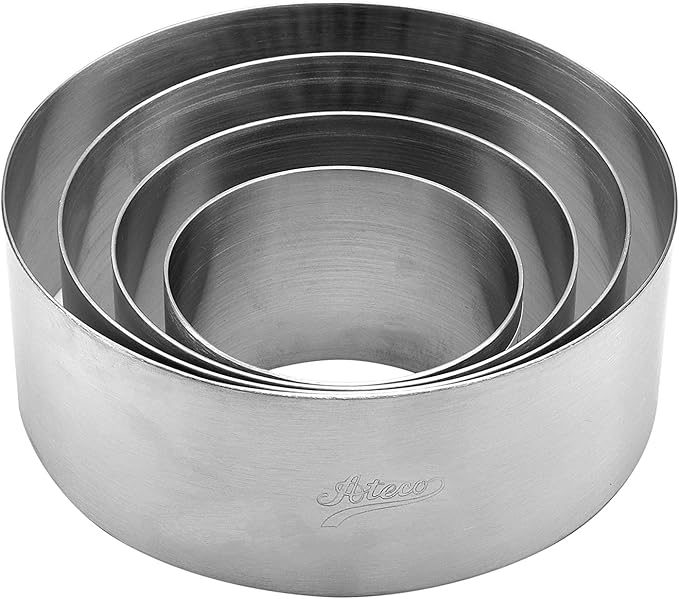 Ateco Round Cake Ring Dessert Mold, 1.75" High x 4" Diameter, Stainless Steel