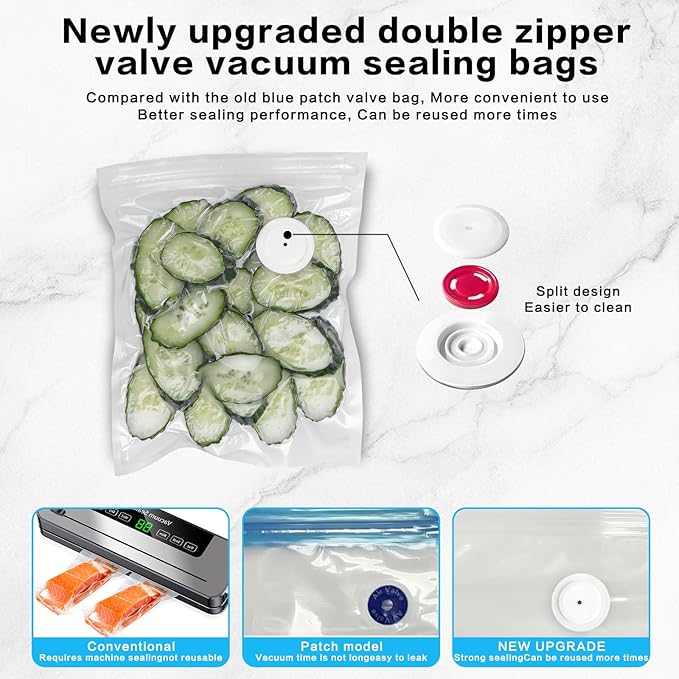 Reusable Vacuum Sealer Bags for Food – 30 Pack BPA-Free Large (11 x 20 in) Vacuum Storage Bags | Freezer & Microwave Safe | Leak-Proof & Odor-Resistant | Compatible With Many Vacuum Sealers
