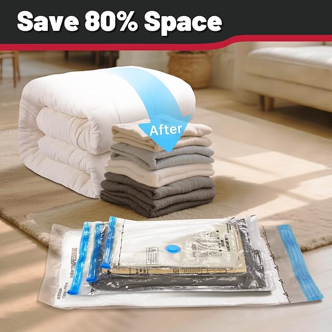 8 Pack Large Vacuum Storage Bags,Vacuum Seal Bags for Clothing,Space Saver Bags,Vacuum Travel Bags for Luggage