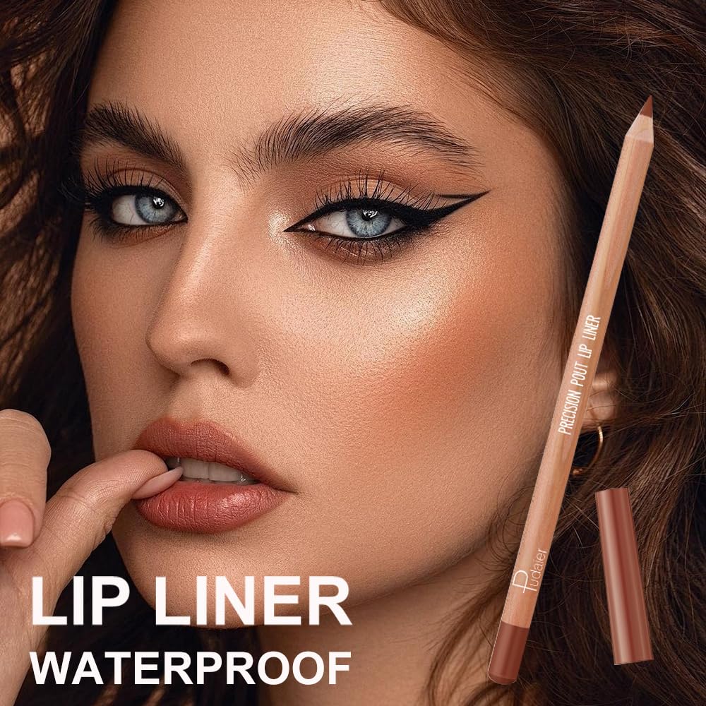 KIMIEYE 12 Colors Lip Liner Set, Matte Finish Series Lip Liners Pen Kit for Women, Long Lasting Waterproof Smooth High Pigmented Lip Pencil for Daily Makeup (Set B)