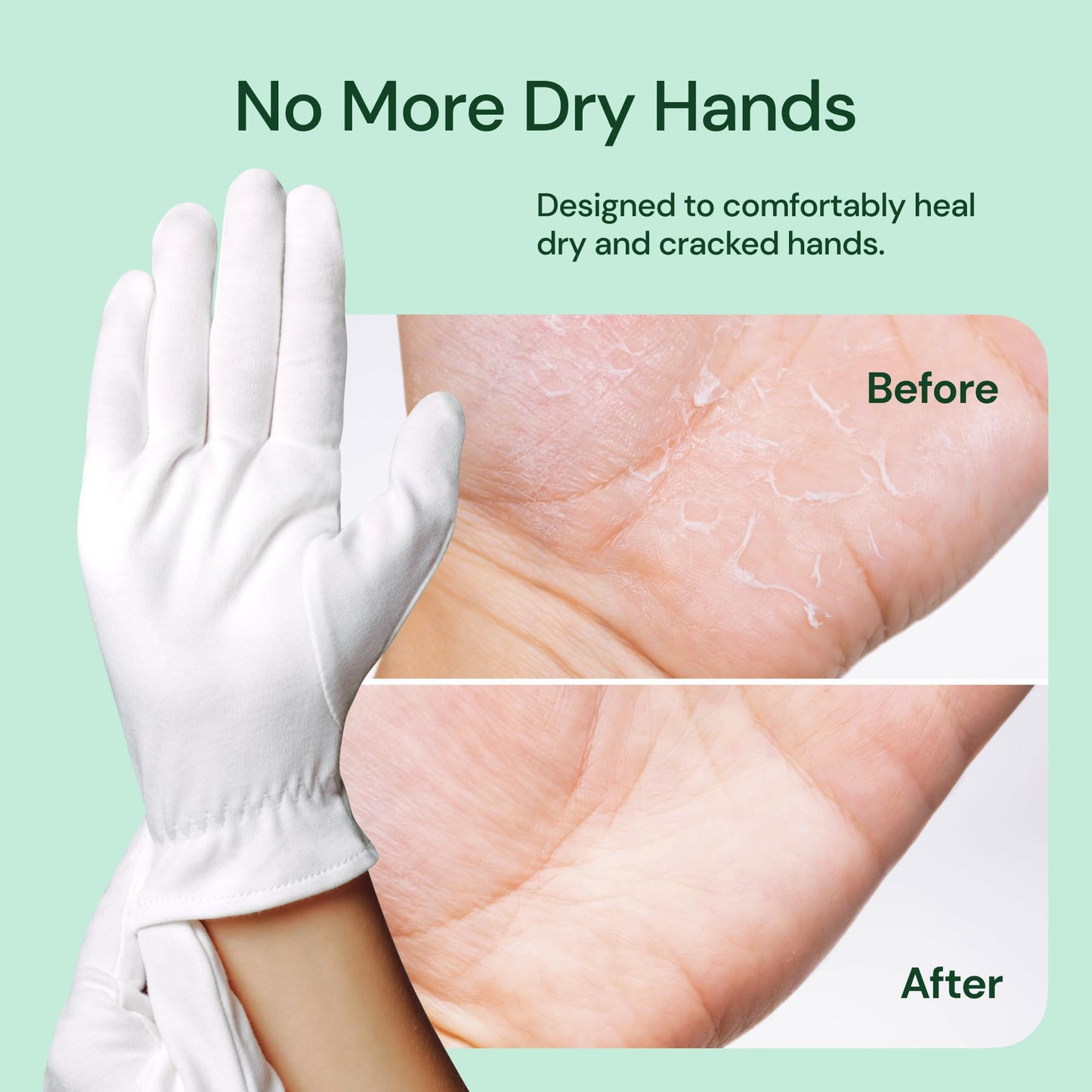 Clearbody Organics White Organic Cotton Gloves 5 Pairs (10 Pcs) – 100% Organic Cotton Gloves for Dry Hands –Reusable Moisturizing Gloves for Cracked Hands Repair (Medium)