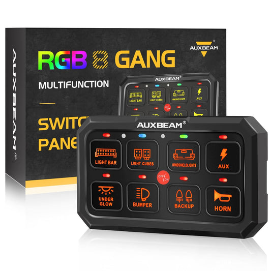 Auxbeam Switch Panel RGB 5 Inch Large 8 Gang Switch Panel RA80 XL Toggle Momentary Pulsed 12V Switch Panel for Car Truck SUV RV Camper Van Offroad Accessories 2 Years Warranty