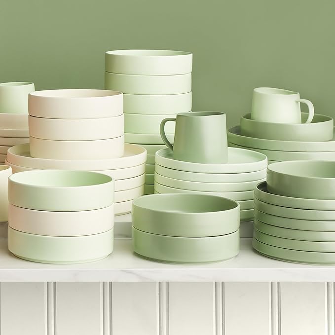 Stone lain Stella Dinner Plate 6-Piece Set, Round, Porcelain, Honeydew