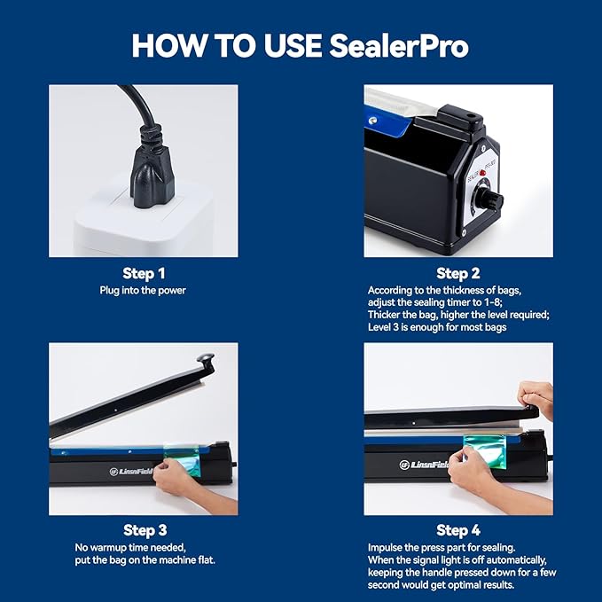 Sealer Pro, Patented 8-inch Impulse Heat Sealer, 2-mm Sealing Width Super Heavy Duty Bag Sealing Machine with Extra 2 Replacements, 1Fuse Included, Red