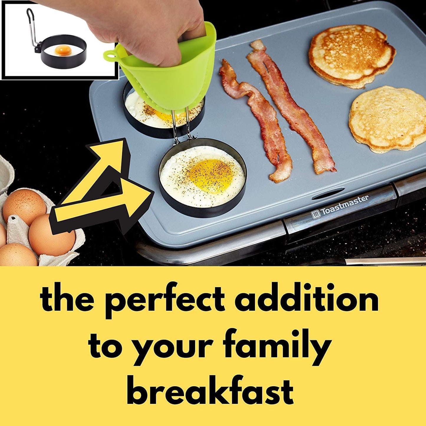 4 Pack Stainless Steel Egg Ring Molds With Non Stick Metal Mold Shaper Circles For Fried Egg McMuffin Sandwiches,Frying Or Shaping Eggs,Breakfast Household Kitchen Cooking Tool Omelette