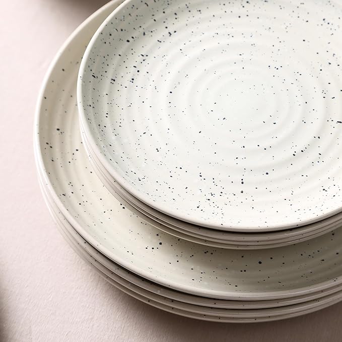 Stone Lain Dua 4-Piece Dinner Plate Set Stoneware, White