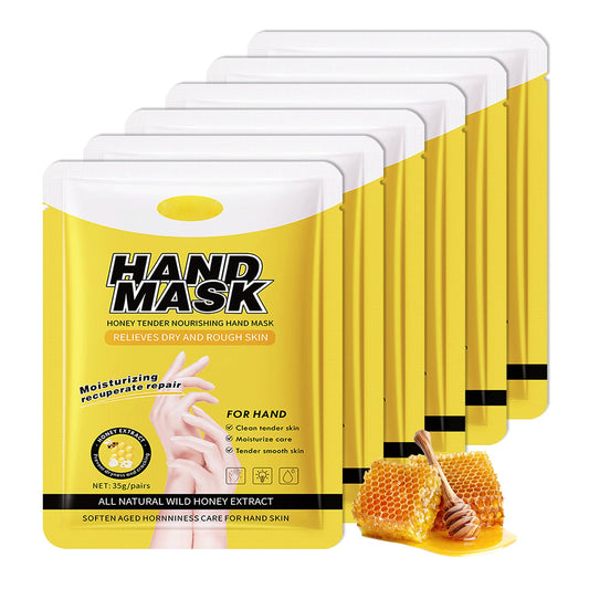 LZYLLS 6 Pairs Hand Masks Moisturizing Gloves, Hydrating Hand Mask Moisturizer Gloves Care for Dry Cracked Hands, Smooth Long Lasting Soft Firming Hand Mask Gift Set for Men Women（M
