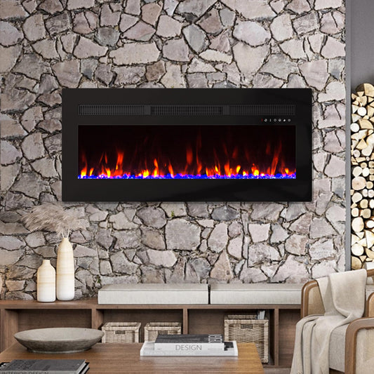 Panana Electric Fireplace Heater Wall-Mounted or Recessed Electric Fireplace Inserts with Timer, Touch Screen/Remote Control, Adjustable Flame Color and Speed,5000 BTU Heat Output (50")