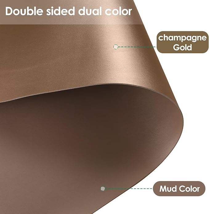 Leather Dresser Cover,1.8mm Thick,12x40 Inch,Dresser Protector Top,Dresser Top Protector,Dresser Cover Top,Dresser Top Cover,Dresser Cover Top for Bedroom.(Mud Color+Champagne Gold,12x40)