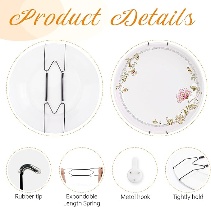 Bilillo Plate Hangers for The Wall, Suitable for 4''-5'' Decorative Plate,Invisible Heavy Duty Wire Plate Holder with Wall Hooks, Plate Hangers for Displaying Plates, Platter, Dish (Black)