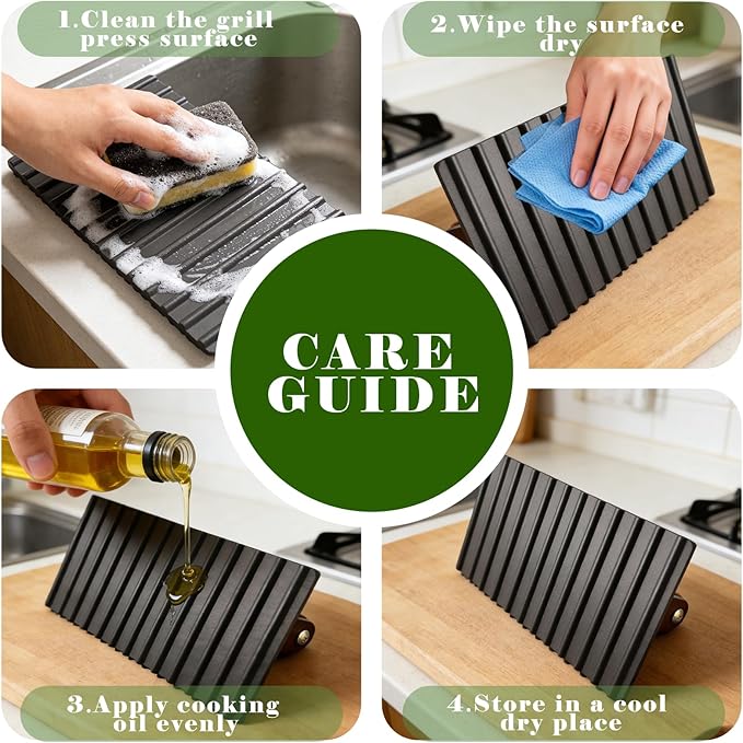 2.2 lb Heavy Duty Cast Iron Grill Press, 7.8X3.9 inch Rectangle Bottom Granular Burger Press with Wood Handle for Blackstone, Chef, Camp, Panini, Vegetable, Bacon, Sandwich, BBQ, 2 Pack
