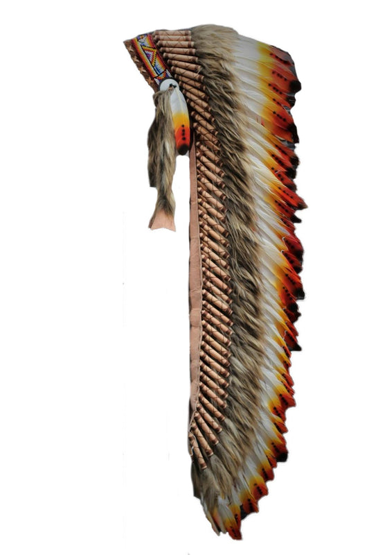Extra Large Three colors Feather Headdress | Native American Indian Inspired