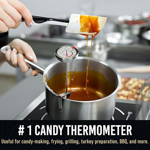 Candy Thermometer with Pot Clip - Deep Fry Oil for Frying and Candle Making - 2 Pack