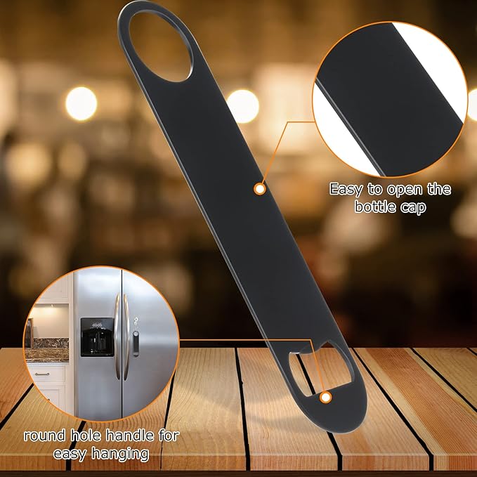 QTLCOHD 20 Pack Flat Bottle Opener 7 Inch Stainless Steel Bottle Openers Bulk Black Beer Bottle Opener Bartender for Kitchen Bar or Restaurant