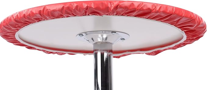 Yourtablecloth Heavy Duty Vinyl Round Fitted Tablecloth (Table Cover) with Flannel Backing Vibrant Colors Elasticized Tablecloth Great for Indoor and Outdoor Dining and Playing Cards 54” Sand