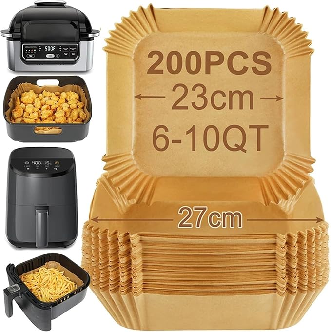 Large Air Fryer Disposable Paper Liners Nonstick 23cm Oven Airfryer Parchment Baking Paper ，Compatible For Ninja，Compatible For COSORI ，Grill Cooking Basket(20cm round,300 Pcs)