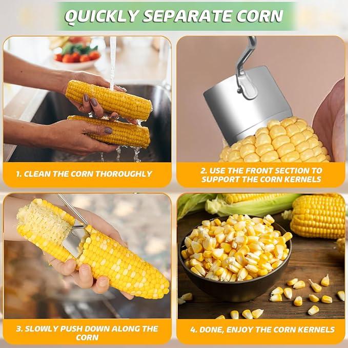 Corn Peeler, Corn Stripper, Long Handle Stainless Steel Corn Stripping Too Thresher Scraper for Home Kitchens, Restaurant Chefs (1PCS)